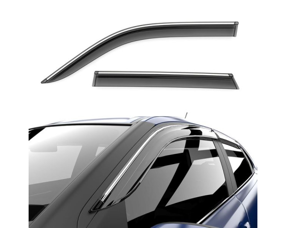 Car Door Visor Window Deflector For Maruti Suzuki Baleno With Silver Line Chrome 2015 Onward set of 4 pcs